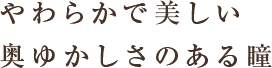 やわらかで美しい 奥ゆかしさのある瞳